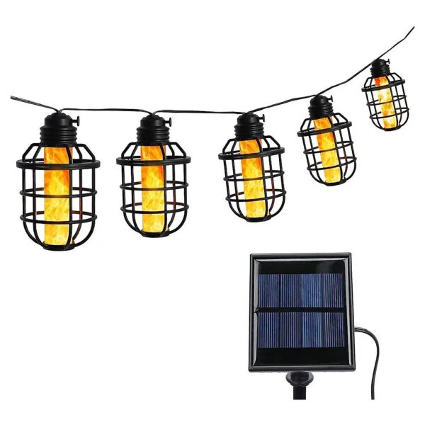 Waterproof Flickering Flame LED String Lights with 10 Hanging Lights for Outdoor Parties