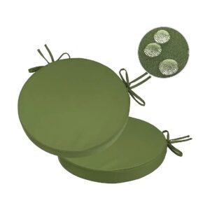 Waterproof Green Round Chair Cushions for Indoor Outdoor Use Set of 2