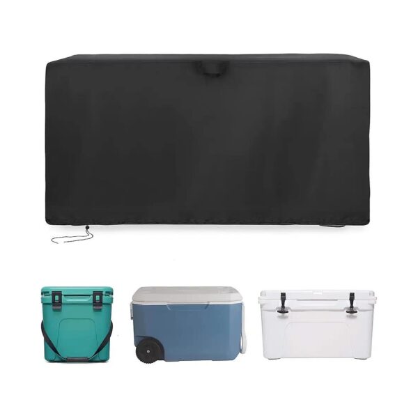 Waterproof Ice Box Cover with 2 Handles and Adjustable Hem Rope for Secure Fit