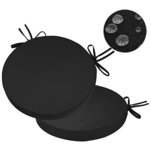 Waterproof Indoor Outdoor Round Chair Cushions 15 Inch Black Set of 2