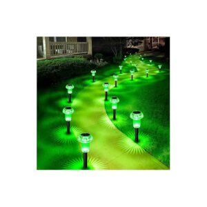 Waterproof LED Mushroom Shape Solar Yard Pathway Lights 8 Pack Green