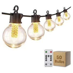 Waterproof LED Outdoor String Lights with Dimmer for Yard and Pool Area Lighting