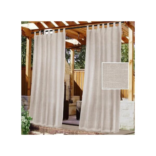 Waterproof Linen Sheer Curtains for Patio Outdoor Gazebo Porch Decor with Natural Light