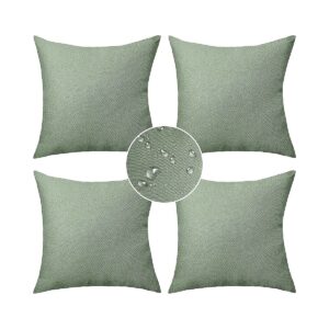 Waterproof Outdoor Patio Decor Pillow Covers Set of 4 18x18 Sage Green