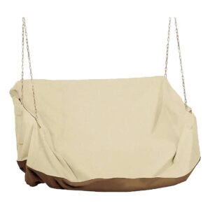 Waterproof Outdoor Patio Swing Cover 56x32x25 Inches Beige Polyester Fabric 3 Seater