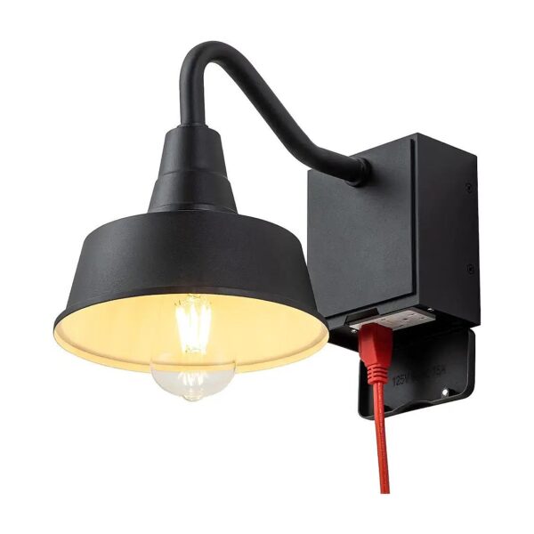 Waterproof Outdoor Wall Light with GFCI Outlet and Energy-Efficient Lighting