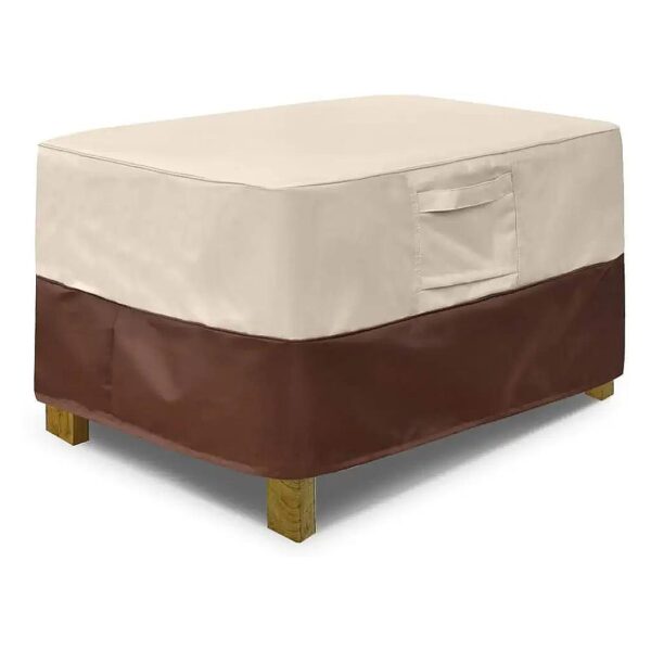 Waterproof Oxford Fabric Patio Ottoman Cover for Small Patio Furniture Brown