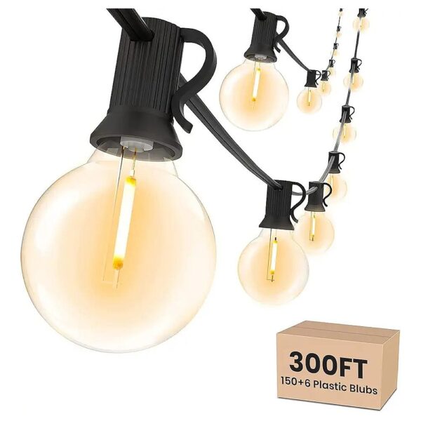 Waterproof Patio Lights LED String Lights 300FT Connectable Dimmable 150 Bulbs