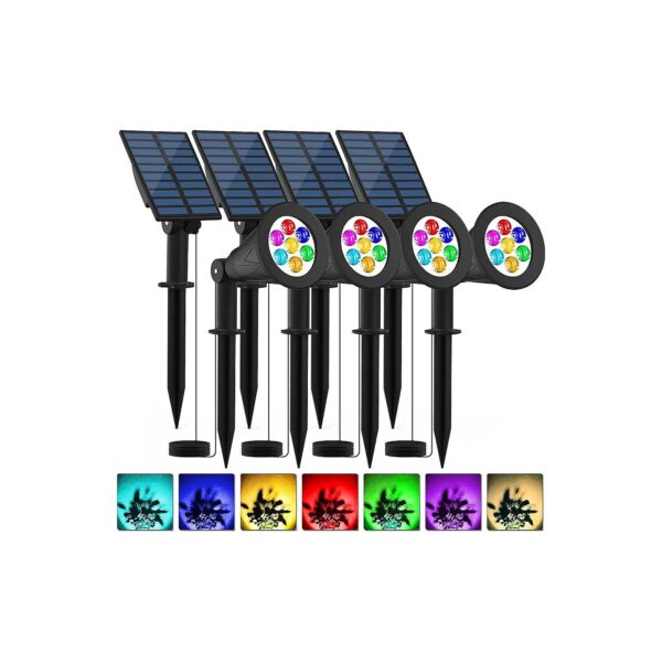 Waterproof RGB Landscape Lights with 4-Pack Solar Power