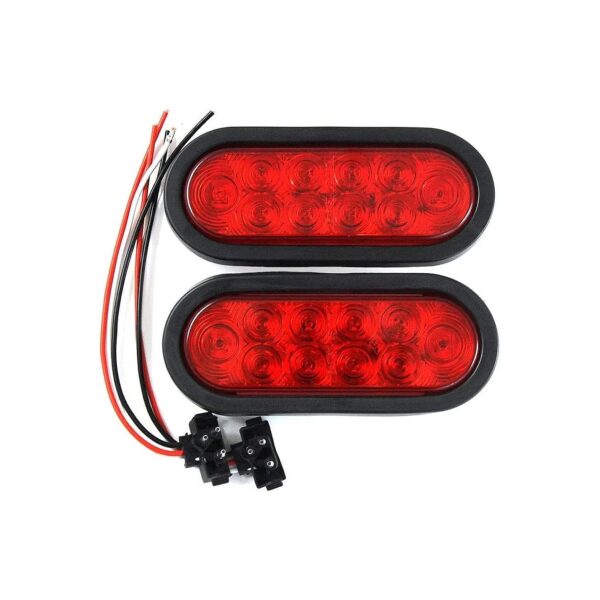 Waterproof Red LED Lighting System for 6 Oval Trailer Stop Turn Tail Lights with Grommet