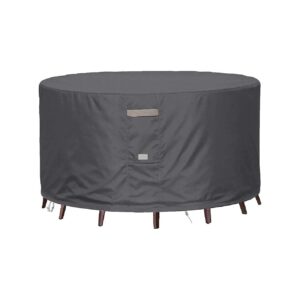 Waterproof Round Patio Furniture Cover 48"DIAx28"H Dark Grey for Outdoor Table Chair Sets