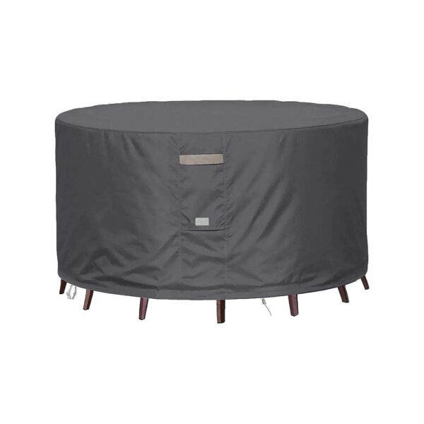 Waterproof Round Patio Furniture Cover 48"DIAx28"H Dark Grey for Outdoor Table Chair Sets