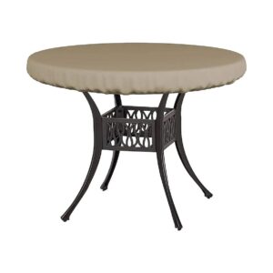 Waterproof Round Table Cover Beige 30 Inch Diameter 12 Oz Polyester