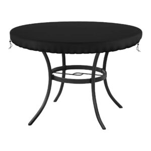 Waterproof Round Table Covers for Patio Furniture Black 48" Dio