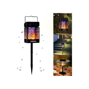 Waterproof Solar Bug Zapper for Garden Patio Yard with Flame Effect and Stake