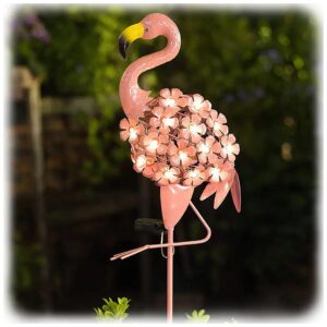 Waterproof Solar Flamingo Metal Garden Lights for Lawn and Patio Decoration