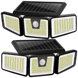 Waterproof Solar LED Flood Lights 2 Pack 233 LED Flood Lighting