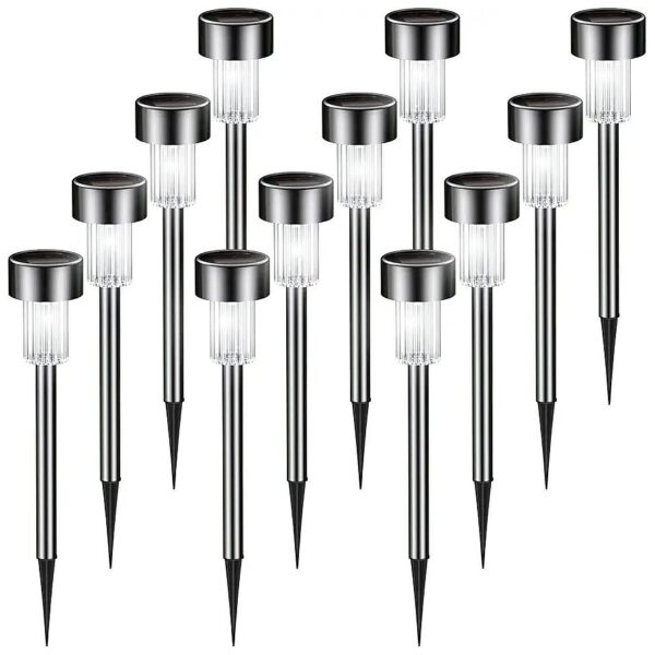 Waterproof Solar Pathway Lights 12 Pack LED Lighting for Yard Lawn Patio Driveway