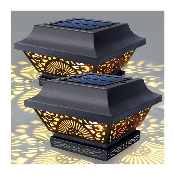 Waterproof Solar Post Cap Lights in Black for 5x5, 4x4, 5x5 Wooden Posts and Railings