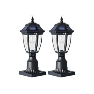 Waterproof Solar Post Lights 2 Pack with Pier Mount Base