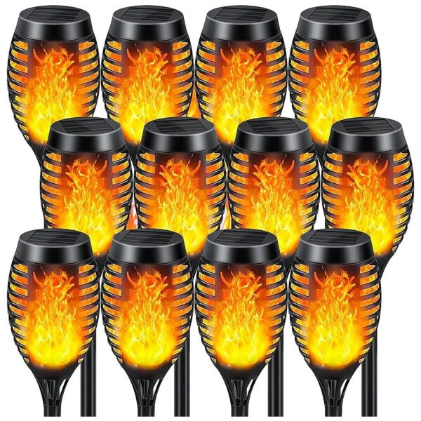 Waterproof Solar Powered Flickering Flame LED Lights 12 Pack for Outdoor Decoration