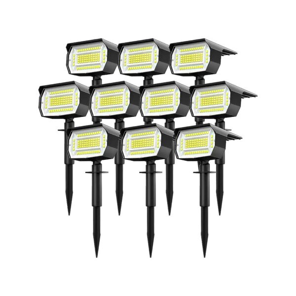 Waterproof Solar Powered Spotlight Lights 10 Pack Cool White 72 LED Automatic On Off