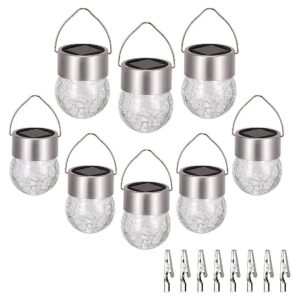 Waterproof Solar Powered White LED Hanging Glass Ball Lights for Outdoor Decor