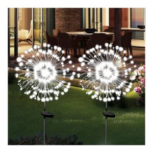 Waterproof Solar Powered White LED Starburst Firework Lights for Yard Garden Decorations