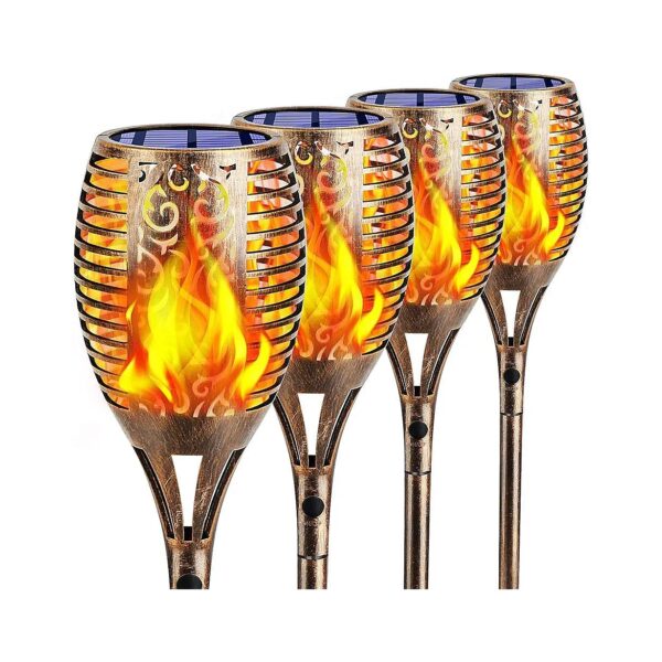 Waterproof Solar Torch Lights with Flickering Flame Design for Outdoor Decorations