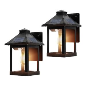 Waterproof Solar Wall Lanterns with Motion Sensor and Dimmable Lighting Options