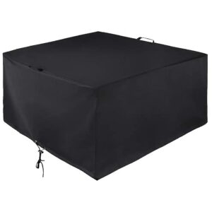 Waterproof Square Fire Pit Cover 38 Inch Black Outdoor Fire Table Fade Resistant Material