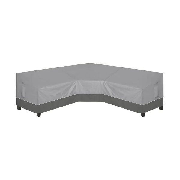 Waterproof UV Resistant V-Shaped Patio Sectional Sofa Cover 89 x 89 Gray-Dark Gray