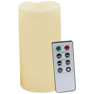 Waterproof and Flameless LED Pillar Candle with Remote Timer and Flickering Effect