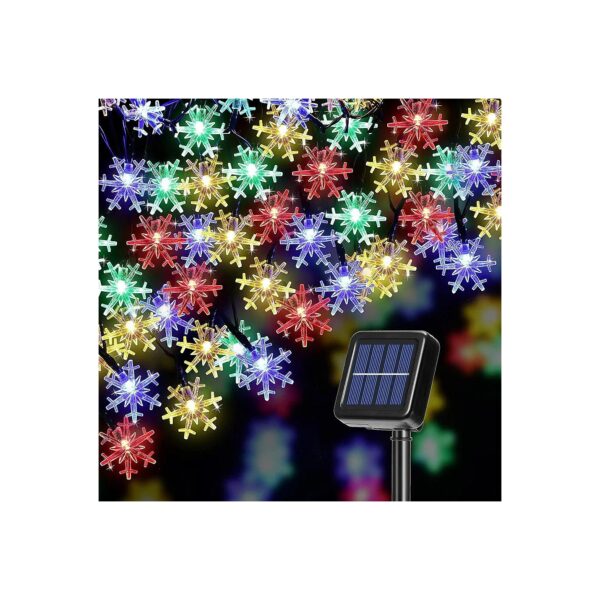 Waterproof and Solar Powered LED Snowflake String Lights for Home