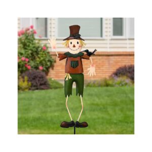 Waving Metal Scarecrow Yard Stake for Halloween and Fall Decorations