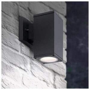 Way Square Cylinder Black Exterior Wall Light Fixture with E26 Socket