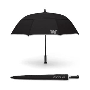 Weather Resistant Black Umbrella with Water Repellent Fabric and Fiberglass Frame