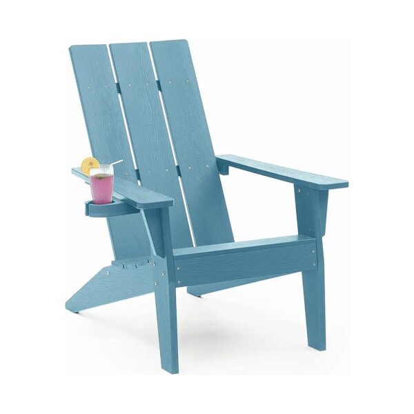 Weather Resistant Blue Adirondack Chair with Cup Holder and Large Size