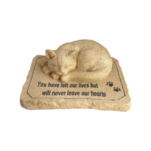 Weather Resistant Outdoor Cat Memorial Headstone with Figurine for Garden Display