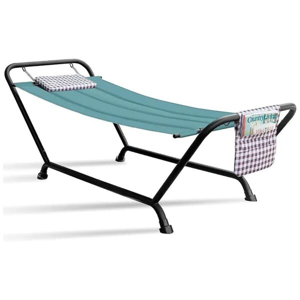 Weather Resistant Outdoor Hammock with Storage Pockets for Patio, Garden and Backyard