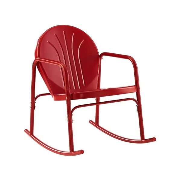 Weather Resistant Outdoor Metal Rocking Chairs in Bright Red Gloss