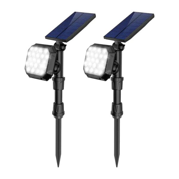 Weather Resistant Outdoor Solar Lights with 2 Pack Cool White LED Spotlights