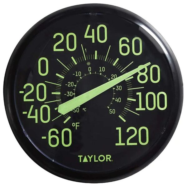 Weather-Resistant Glow-in-the-Dark Thermometer with Shatterproof Lens and Large Display