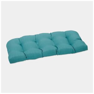 Weather-Resistant Polyester-Filled Wicker Patio Sofa Cushion in Bright Blue Color