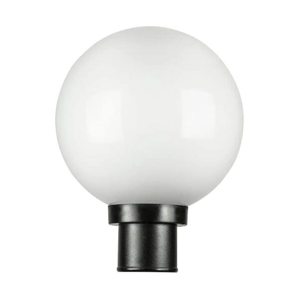 Weather-Resistant Post Mount Globe Light Fixture with White Globe and Black Base