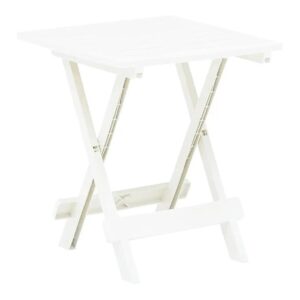 Weather-Resistant White Folding Patio Table for Patio or Deck Use with Low Maintenance