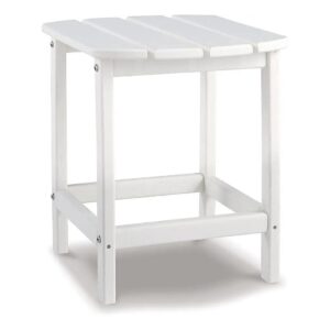 Weather-Resistant White HDPE Outdoor Patio End Table for Storage and Style