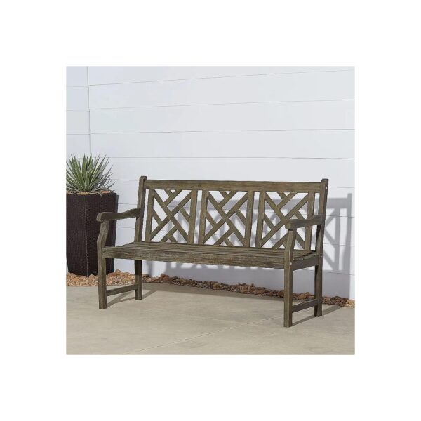 Weathered Wood Acacia Grey Washed 3 Seater Entry Bench for High Capacity