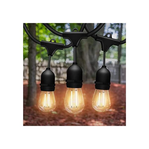 Weatherproof 48FT LED String Lights with 15 Hanging Sockets for Outdoor