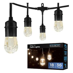 Weatherproof Black Cord String Lights with 18 Warm White LED Bulbs and Acrylic Casings